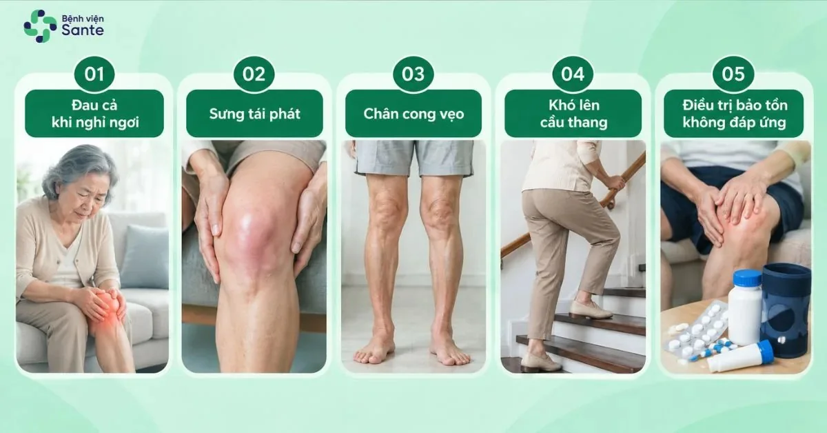 5 dấu hiệu thoái hóa khớp gối nặng cần thăm khám và đánh giá chỉ định phẫu thuật